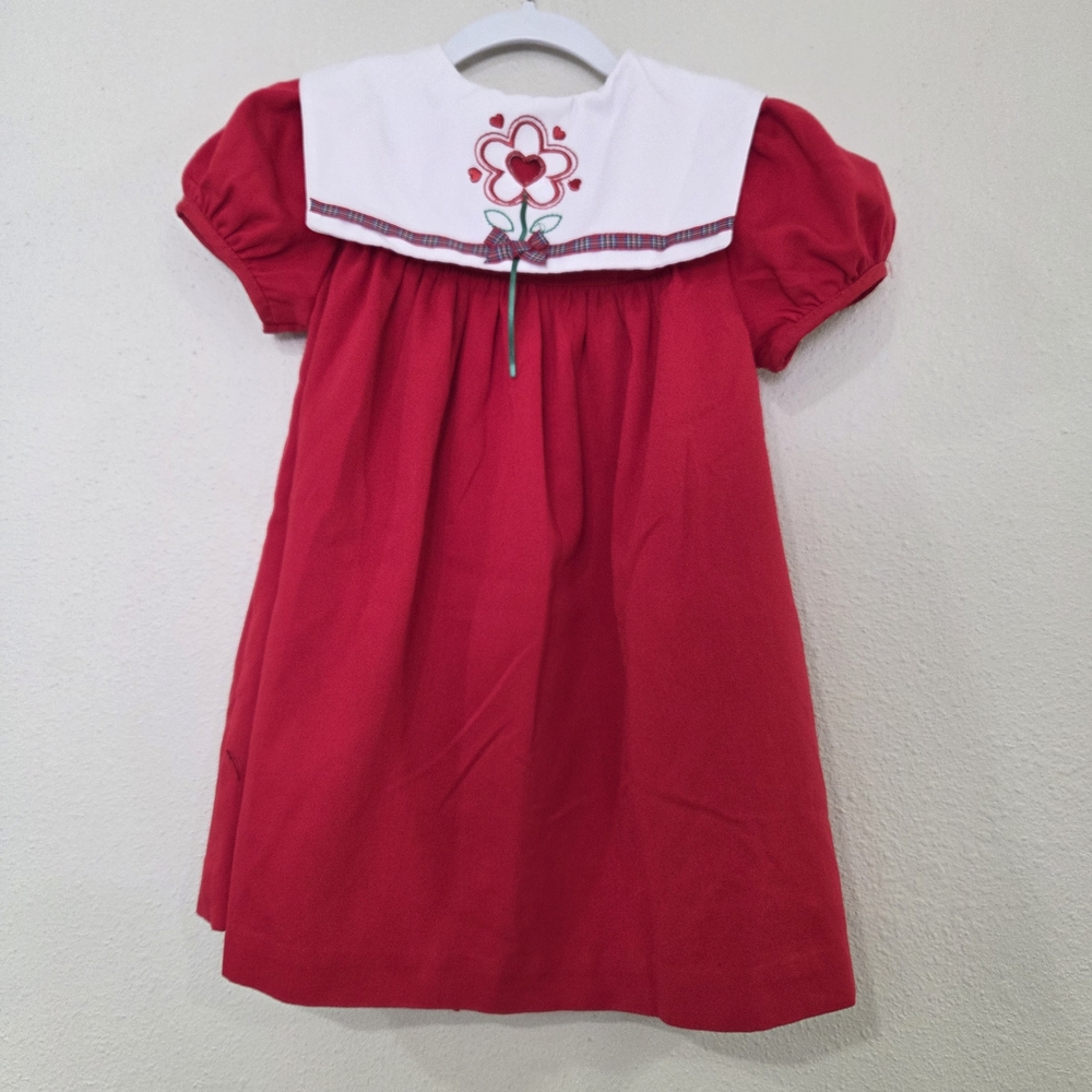 Bonnie Jean Red Dress with White Sailor Collar